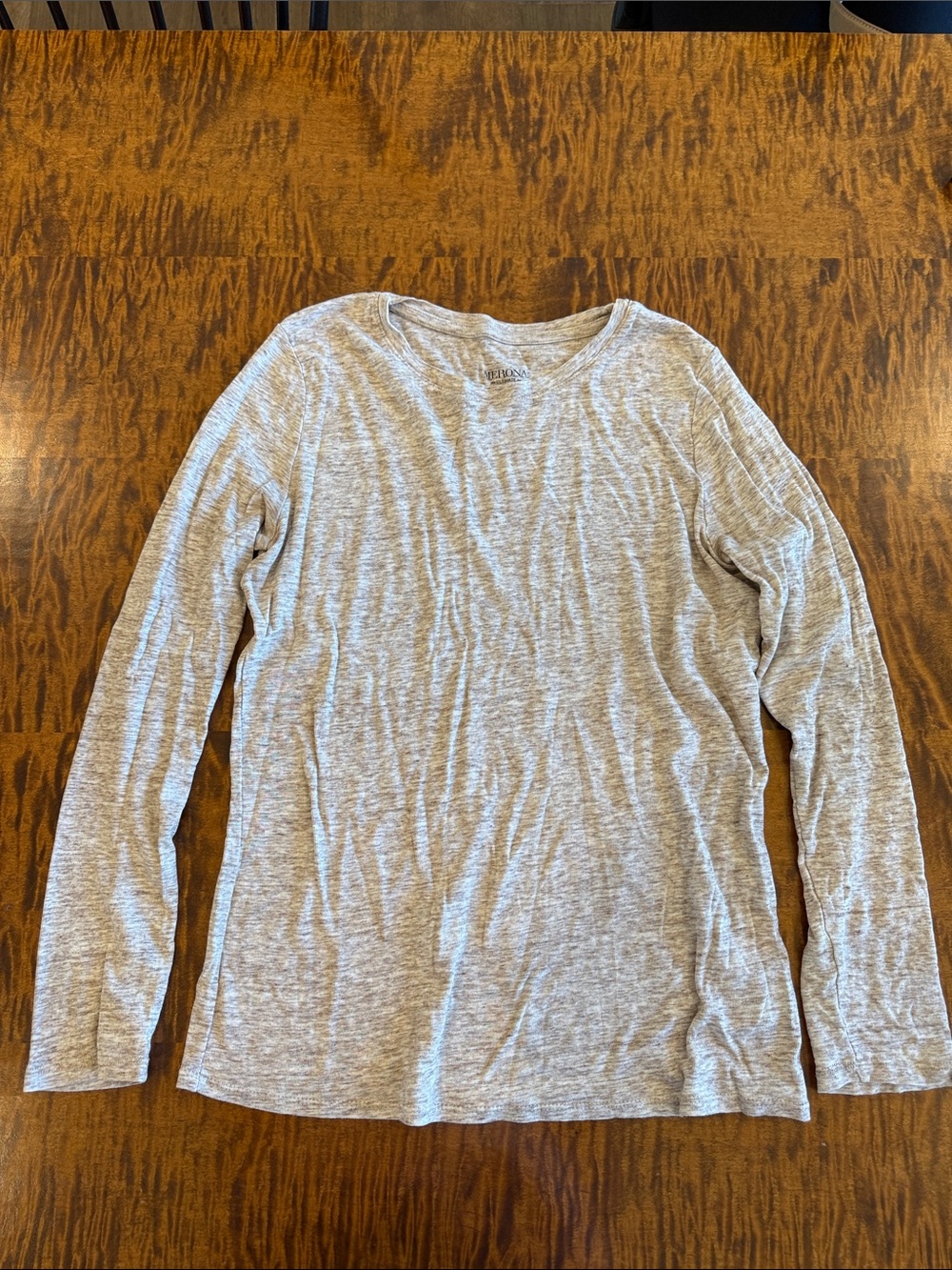 Merona Light Gray Long-Sleeve Crewneck Tee